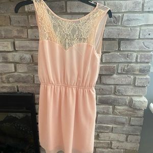 Pink dress with lace detail